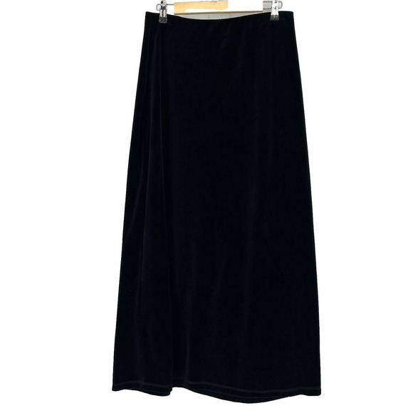 Vintage Clifford & Willis Black Velvet Maxi Skirt Goth Romantic Pull On Size L - Picture 1 of 7